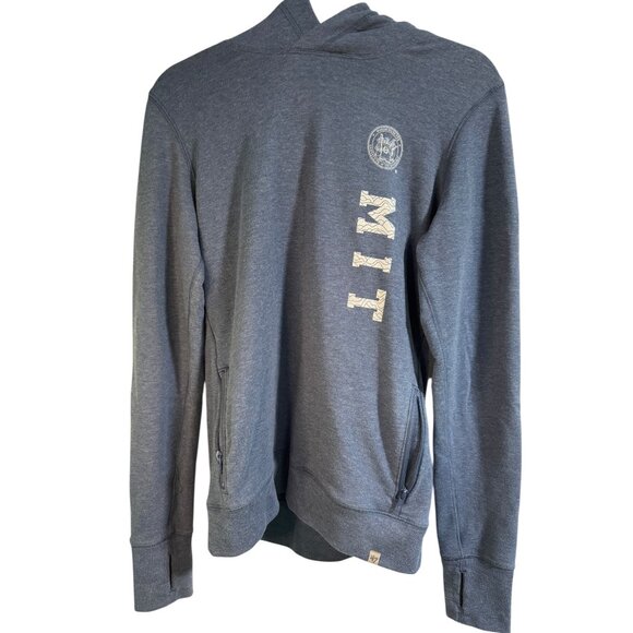 MIT 47 Medium Hoodie Blue With Zipper Pockets & Thumb Holes Made In Peru - Picture 1 of 10